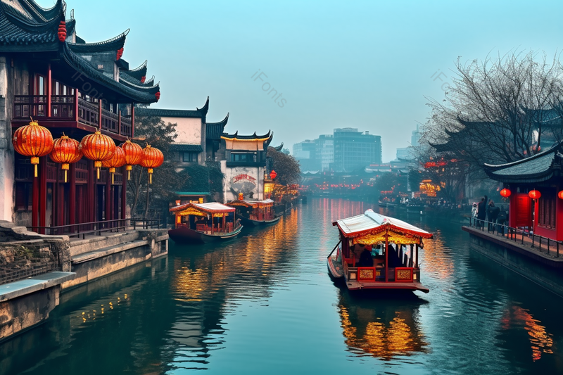 古建筑南京夫子庙秦淮河畔美丽景色,高清,摄影图,摄影图片,图片大全,摄影图免费下载